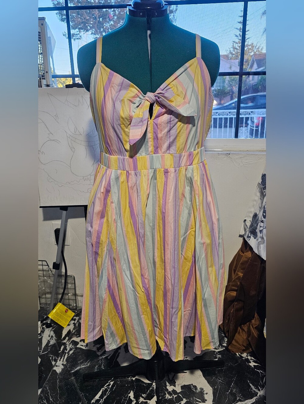 Swing Dress Multi Strips